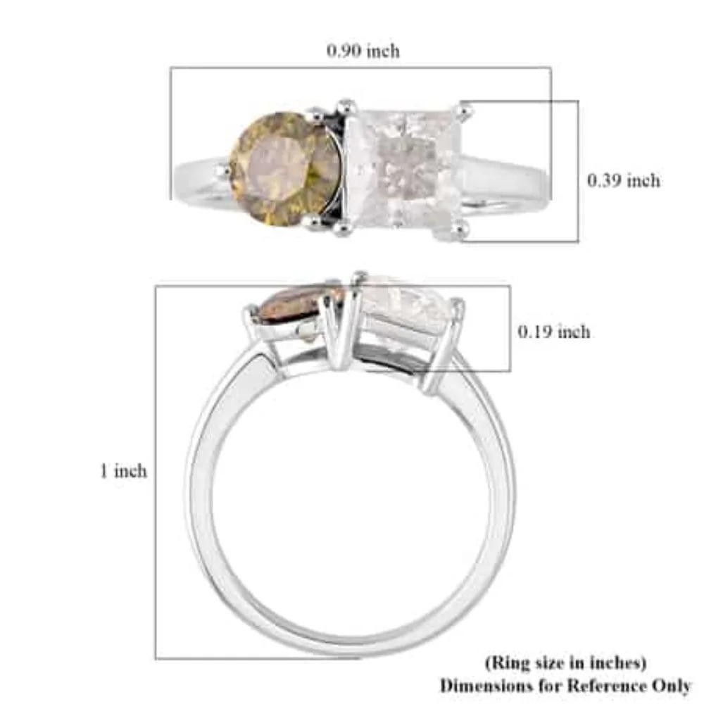 Genuine Moissanite White & Green Toi Et Moi Ring - Picture 6 of 6